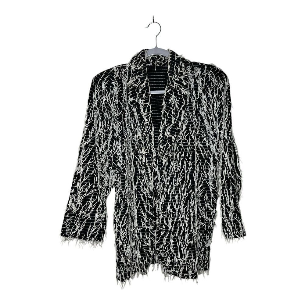 Unbranded Fringe Blazer‎ Womens Medium Shaggy Eclectic Textured Bold Festival